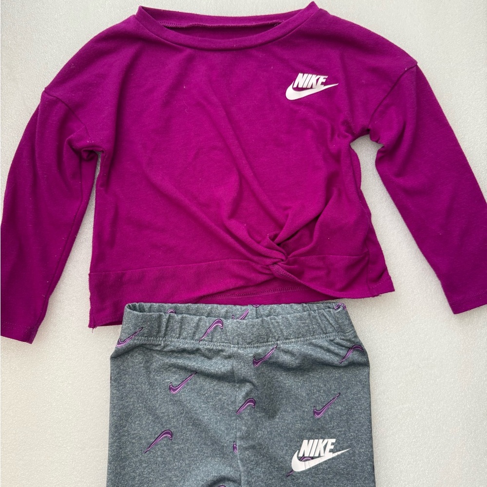 Nike Kids Gray and Purple Leggings